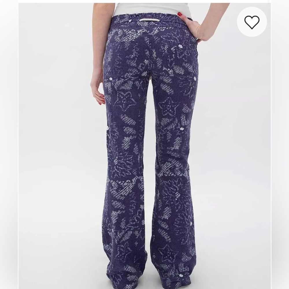Roxy NWT Y2K astral aura batik print Oceanside linen blend pull on pants - Picture 2 of 16